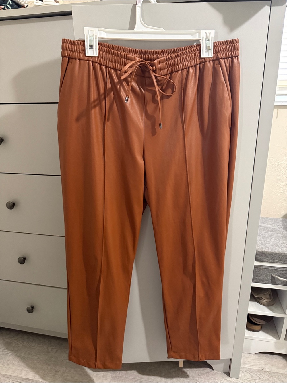 Nine West Faux Leather Pants in Rust